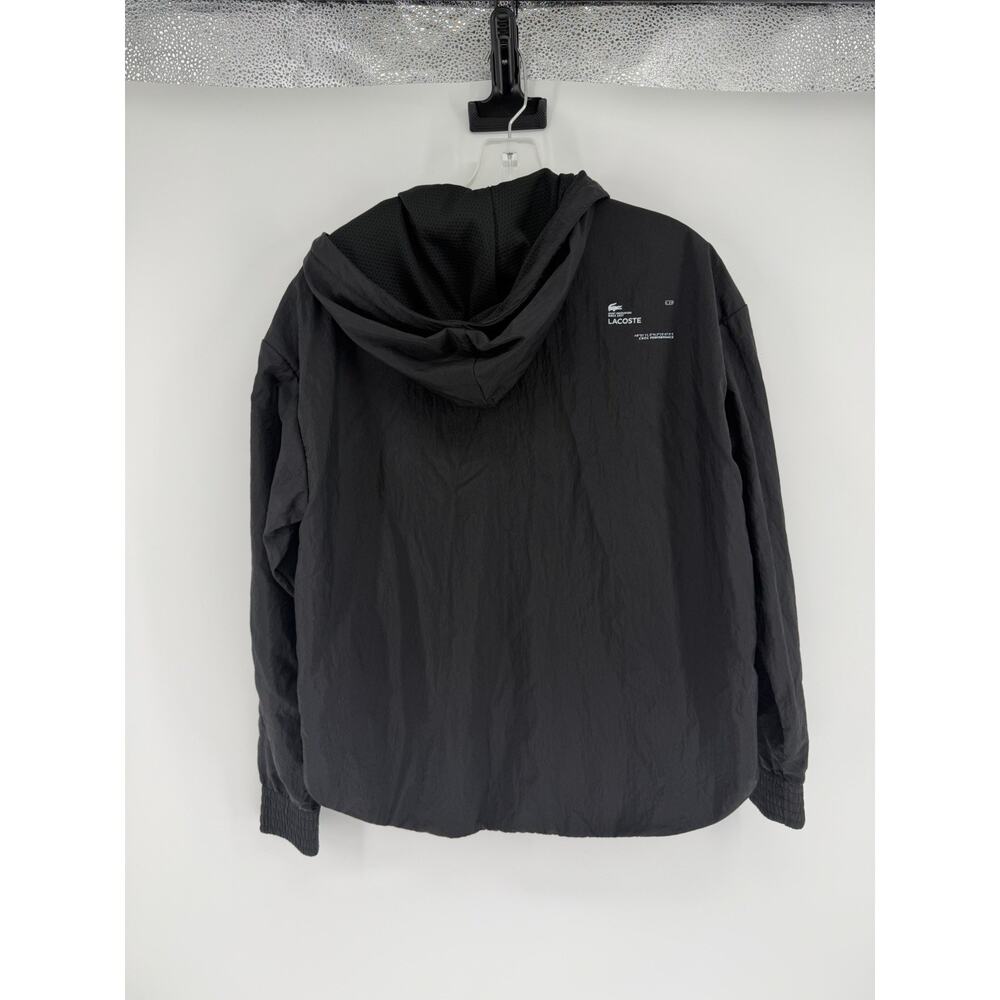 Lacoste Sport Womens Light Zippered Tennis Jacket Windbreaker Hood Black Size 40 - Picture 5 of 10